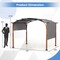 Costway 10 x 12 FT Outdoor Retractable Pergola with Retractable Canopy Wood Looking Posts Beige/Gray